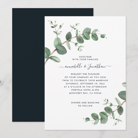 Zwarte Eucalyptus botanische naaldbladeren modern Kaart (Voorkant / Achterkant)