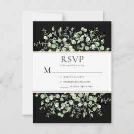 Zwarte Eucalyptus Bruiloft RSVP Kaartje