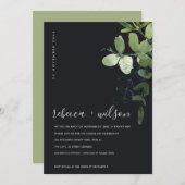 ZWARTE EUCALYPTUS FOLIAGE WE HEBBEN DE KNOT INVITE BEDANKKAART (Voorkant / Achterkant)