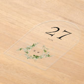 Zwarte Eucalyptus Krans Arch Acryl Tabel Nummer Acryl Uitnodigingen (Laagn)