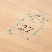 Zwarte Eucalyptus Krans Arch Acryl Tabel Nummer Acryl Uitnodigingen (Laagn)