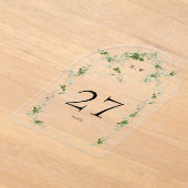 Zwarte Eucalyptus Krans Arch Acryl Tabel Nummer Uitnodigingen (Laagn)