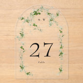 Zwarte Eucalyptus Krans Arch Acryl Tabel Nummer Uitnodigingen (Voorkant)