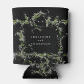 Zwarte Eucalyptus Monogram Huwelijkscadeau Premium Blikjeskoeler (Achterkant)