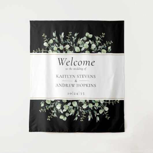 Zwarte Eucalyptus Trouw Welkom  Wandkleed (Voorkant)