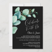 Zwarte Eucalyptus Trouwreceptie Kaart (Voorkant)