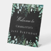 Zwarte eucalyptusbossen op de tribune reclamebord met voetstuk (Voorkant)