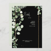 Zwarte EucalyptusVrijgezellenfeest Kaart (Voorkant / Achterkant)