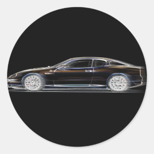 Zwarte Exotische Luxe Sport Auto van een Gentleman Ronde Sticker