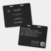 Zwarte Exposant Evenemententoegang Identiteit Desi Badge (Voor- en achterkant)