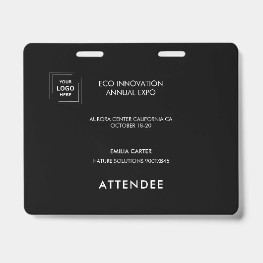 Zwarte Exposant Evenemententoegang Identiteit Desi Badge (Voorzijde)