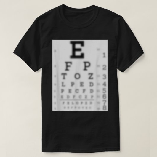 ZWARTE EYE CHART VISION TESTFUNNY JOKE EYEGLASSEN T-SHIRT (Design voorkant)