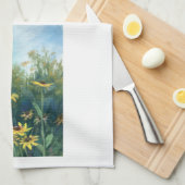 Zwarte Eyed Susan keukenhanddoek van Mandy Roeing (Quarter Fold)