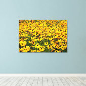 Zwarte Eyed Susans Diptiek Canvas Afdruk (Insitu (Houten vloer))