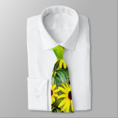 Zwarte Eyed Susans door stenen muur Stropdas (Gebonden)