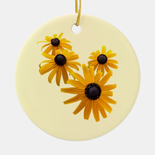 Zwarte Eyed Susans Hart Keramisch Ornament (Voorkant)