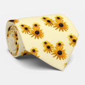 Zwarte Eyed Susans Hart Stropdas (Opgerold)