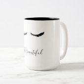 Zwarte Eyelashes Hallo Prachtig Tweekleurige Koffiemok (Voorkant rechts)