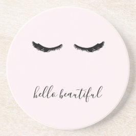 Zwarte Eyelashes Hallo Prachtig Zandsteen Onderzetter