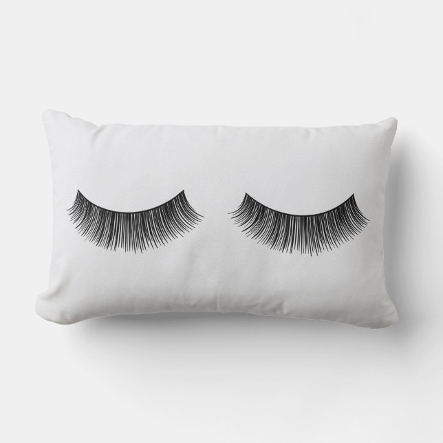 Zwarte Eyelashes op wit Kussen (Voorkant)