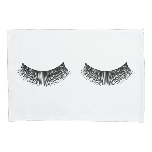 Zwarte Eyelashes op wit Kussensloop (Voorkant-Links)