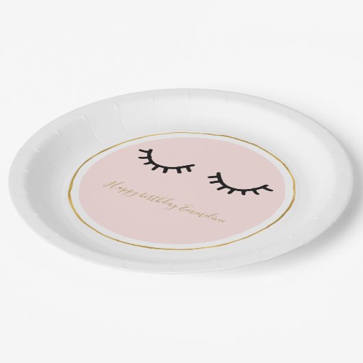 Zwarte Eyelashes Papieren Bordje (Gekanteld)