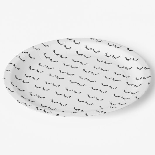 Zwarte Eyelashes Papieren Bordje (Gekanteld)