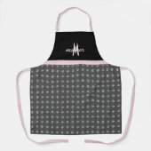 Zwarte Eyelet met roze monogram Schort (Voorkant)