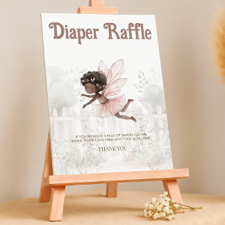Zwarte Fairy Baby shower Luier Raffle Tafelteken Poster