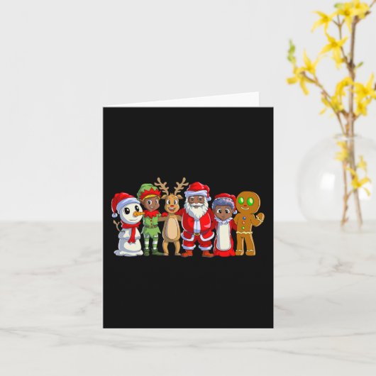 Zwarte familie kerst afro afro afro american santa kaart (Gele Bloem)