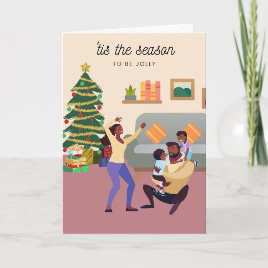 Zwarte Familie Kerst Kaart 006 (Voorkant)