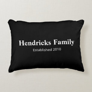 Zwarte familienaam "Established" met Rugpatroon Accent Kussen