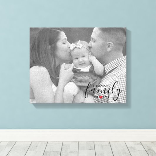 Zwarte familienaam Oost. Year Red Heart Family Fot Canvas Afdruk (Insitu (Houten vloer))