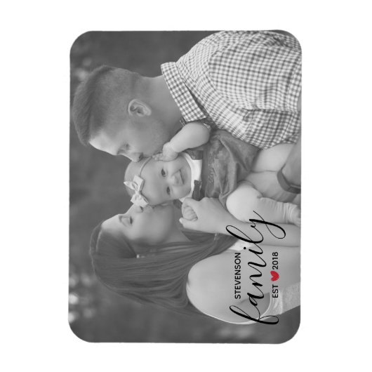 Zwarte familienaam Oost. Year Red Heart Family Fot Magneet (Verticaal)