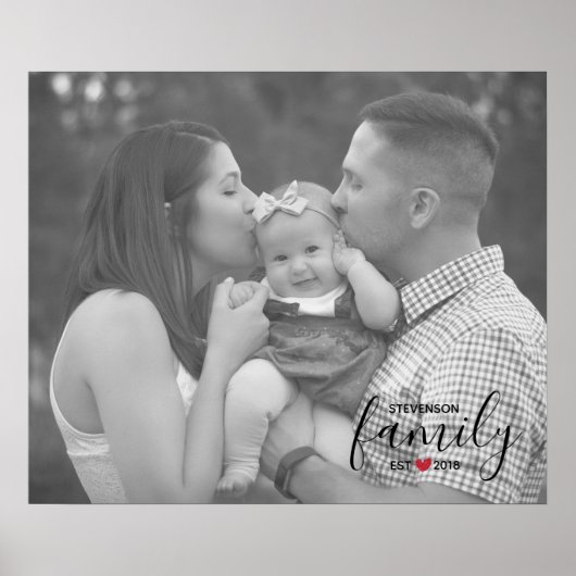 Zwarte familienaam Oost. Year Red Heart Family Fot Poster (Voorkant)