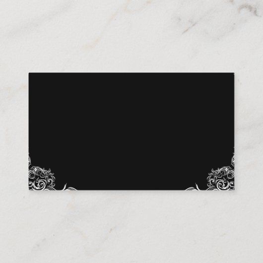 Zwarte Fancy achtergrondhoeken Visitekaartje (Achterkant)