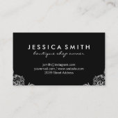 Zwarte Fancy achtergrondhoeken Visitekaartje (Voorkant)