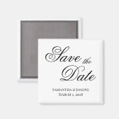 Zwarte Fancy kalligrafie Save the Date Magneet (Voorkant / Achterkant)