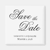 Zwarte Fancy kalligrafie Save the Date Magneet (Voorkant)
