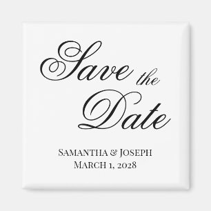 Zwarte Fancy kalligrafie Save the Date Magneet