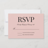 Zwarte Fancy Script Calligraphy en Blush RSVP Kaartje (Voorkant)