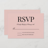 Zwarte Fancy Script Calligraphy en Blush RSVP Kaartje (Voorkant / Achterkant)