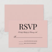 Zwarte fancy script kalligrafie en blos RSVP kaartje (Voorkant / Achterkant)