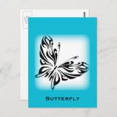 Zwarte fancy vlinder met heldere blauwe rand briefkaart (Voorkant / Achterkant)