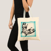 Zwarte fancy vlinder met heldere blauwe rand tote bag (Voorkant (product))