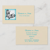 Zwarte fancy vlinder met heldere blauwe rand visitekaartje (Voorkant / Achterkant)