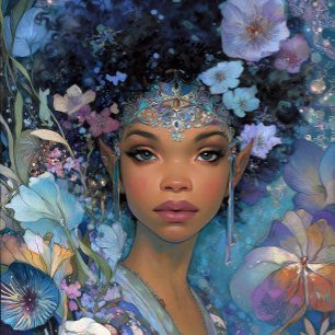 Zwarte Fantasie Kunst Afro-Amerikaanse Elf Godin Poster