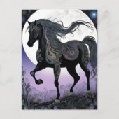 Zwarte Fantasie Paard Briefkaart (Voorkant)
