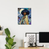 Zwarte Fantasy Kunst Zwarte Elf Koningin Godin Poster (Thuiskantoor)