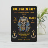 🖤 Zwarte farao-mummie uitnodiging 🎃✉️ (Staand voorkant)